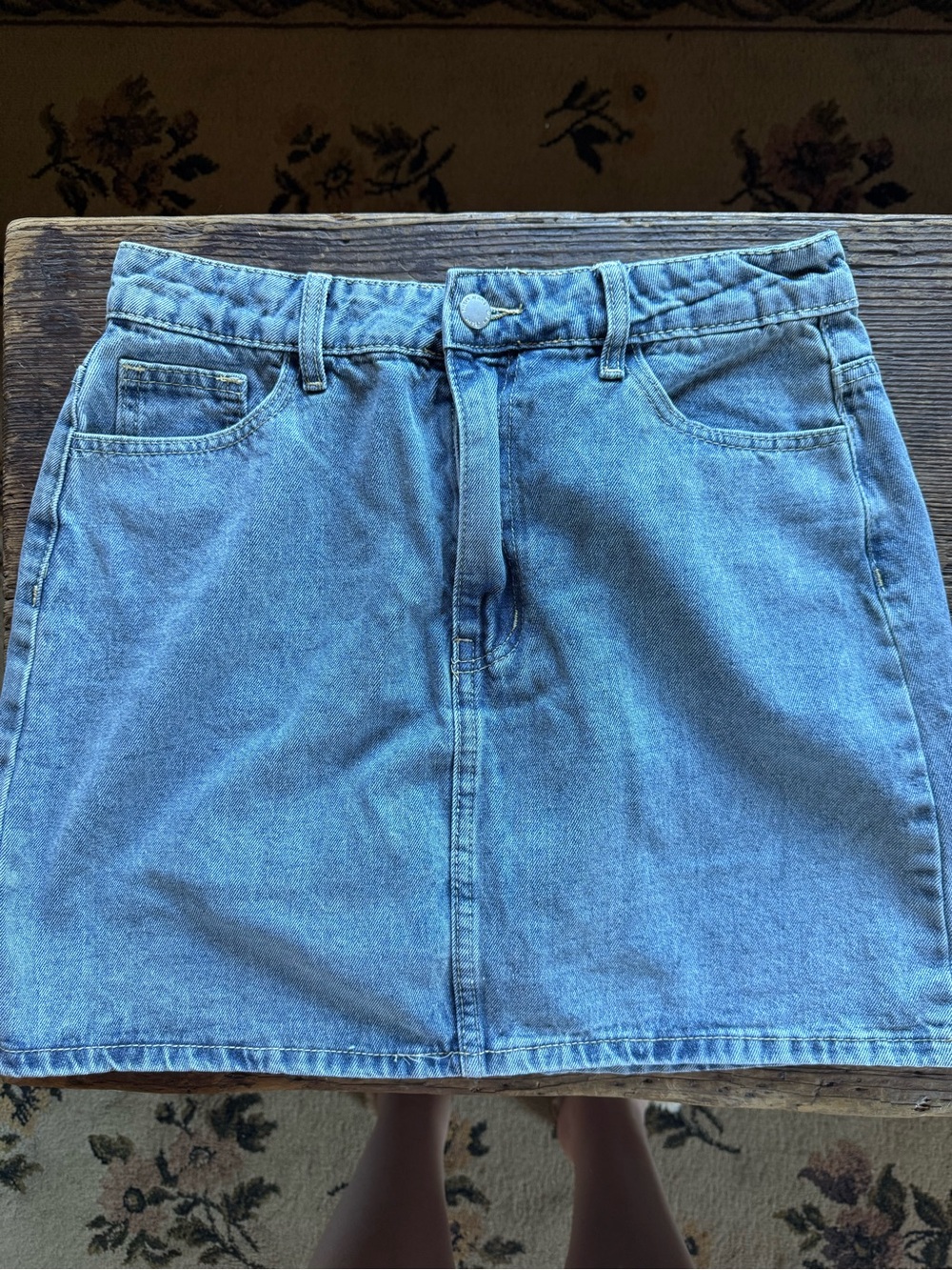 SHEIN Light Blue Denim Mini Skirt